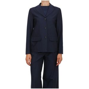 Max Mara, Dames, Jassen, Blauw, Maat: S Leer,