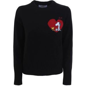 Sun68, Dames, Truien, Zwart, Maat: L Wol,