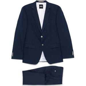 Hugo, Heren, Pakken, Blauw, Maat: L Linnen,