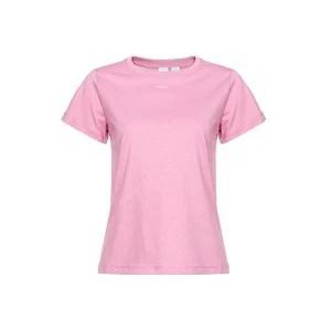 Pinko Basis Katoenen Jersey T-shirt met Mini Logo , Pink , Dames , Maat: L