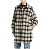 Replay - Lange Jas - Veelkleurig - Wolmix - Taille Riem - Geruit Patroon