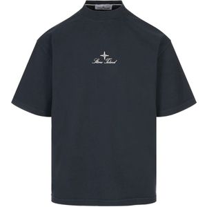 Stone Island, Heren, Tops, Blauw, Maat: S Katoen,