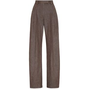 Brunello Cucinelli, Dames, Broeken, Bruin, Maat: S Katoen,