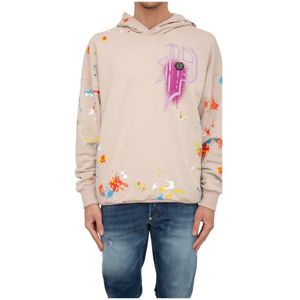Philipp Plein, Heren, Sweatshirts & Hoodies, Beige, Maat: M Katoen,