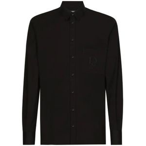 Dolce & Gabbana, Heren, Overhemden, Zwart, Maat: 2XL