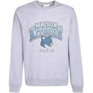 Maison Kitsuné, Heren, Sweatshirts & Hoodies, Grijs, Maat: L Katoen,