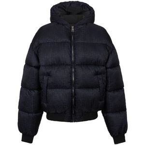 Balmain PB Labyrinth jacquard nylon puffer jack , Black , Heren , Maat: L