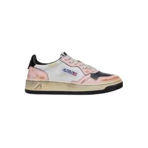 Autry Lage sneakers in vintage stijl van leer , Pink , Heren , Maat: 36 EU