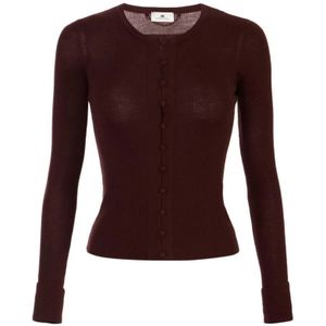 Elisabetta Franchi, Dames, Truien, Paars, Maat: S Wol,