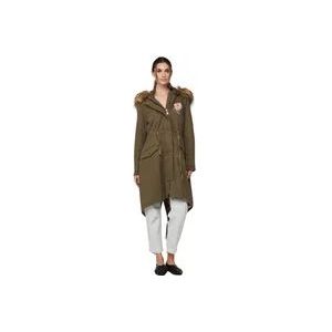 Twinset Militair Groene Parka met Rozenprint , Green , Dames , Maat: M