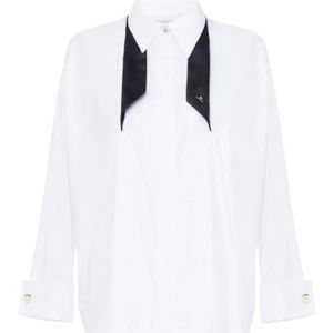 Elisabetta Franchi, Dames, Blouses & Shirts, Wit, Maat: S Katoen,