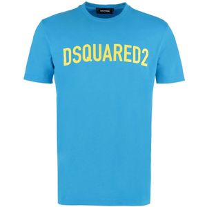 Dsquared2 Stretch katoenen T-shirt , Blue , Heren , Maat: S