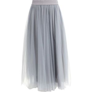 Fabiana Filippi - Elegante Tulle Midi Rok - Groen - Polyamide