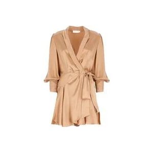 Zimmermann Silk Wrap Mini Dress , Beige , Dames , Maat: XS