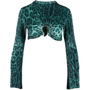 Alberto Audenino, Dames, Tops, Groen, Maat: M Poliester,