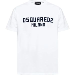 Dsquared2, Heren, Tops, Wit, Maat: M Katoen,