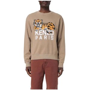 Kenzo, Heren, Sweatshirts & Hoodies, Beige, Maat: L Katoen,
