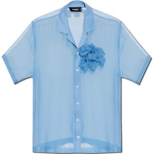 Dsquared2, Heren, Overhemden, Blauw, Maat: L Zijde,