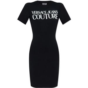 Versace Jeans Couture, Dames, Jurken, Zwart, Maat: XS Katoen,