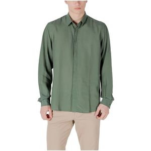 Antony Morato - Klassieke Lange Mouw Overhemd - Groen - 80% Lyocell, 20% Linnen