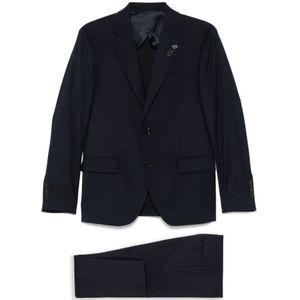 Lardini, Heren, Pakken, Blauw, Maat: L Wol,