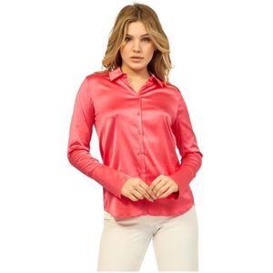 Patrizia Pepe, Dames, Blouses & Shirts, Roze, Maat: XS Satijn,