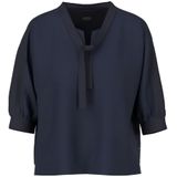 Marc Cain - Blouseshirt - Wit - Materiaalmix met Stretch - Regular Fit - Druppelvormige Hals