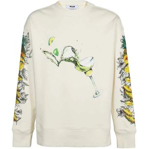 Msgm, Heren, Sweatshirts & Hoodies, Beige, Maat: XL Katoen,