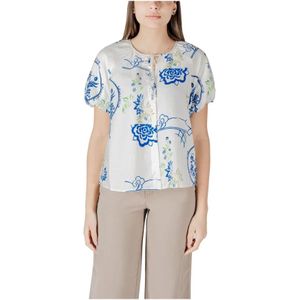 Ichi, Dames, Blouses & Shirts, Wit, Maat: XS Linnen,