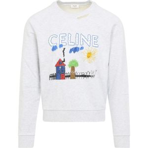 Celine, Heren, Sweatshirts & Hoodies, Grijs, Maat: M Katoen,