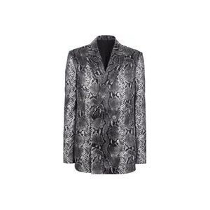 Balmain Bedrukte zijden blazer , Gray , Heren , Maat: L