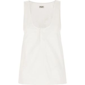 Saint Laurent, Dames, Tops, Wit, Maat: M Katoen,