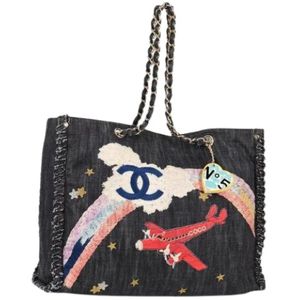 Chanel Vintage, Dames, Pre-owned, Blauw, Maat: ONE Size Denim,