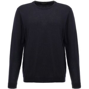 Roberto Collina, Heren, Truien, Blauw, Maat: XL Wol,