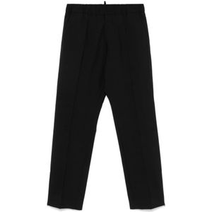 Dsquared2 Zwarte wollen broek met elastische tailleband , Black , Heren , Maat: L