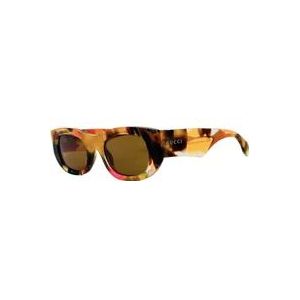 Gucci Ovale zonnebril met gemarmerd effect , Multicolor , Dames , Maat: ONE Size