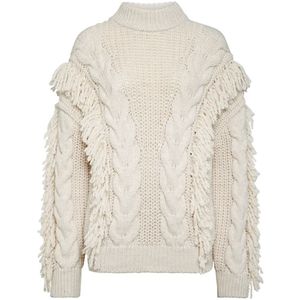 Trui - Skull - Gebreide Pullover - Hoog Hals - Met Kabelbrei Details