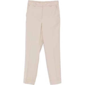 Peserico, Dames, Broeken, Beige, Maat: M Leer,