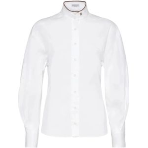 Brunello Cucinelli, Dames, Blouses & Shirts, Wit, Maat: L Katoen,