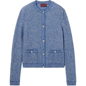 Gucci, Dames, Truien, Blauw, Maat: S Katoen,