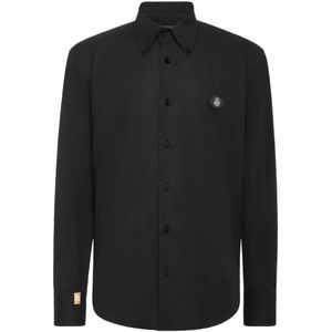 Billionaire, Heren, Overhemden, Zwart, Maat: L Katoen,