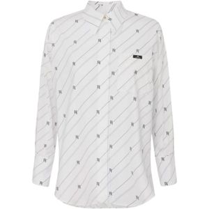 Elisabetta Franchi, Dames, Blouses & Shirts, Wit, Maat: L Katoen,