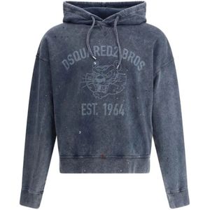 Dsquared2, Heren, Sweatshirts & Hoodies, Blauw, Maat: M Katoen,