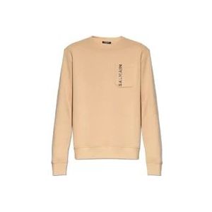 Balmain Sweatshirt met logo , Beige , Heren , Maat: 2XL