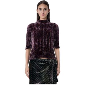 Dries Van Noten, Dames, Truien, Paars, Maat: M Velours,