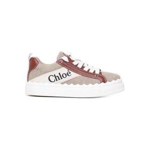 Chloé Sneakers van textuur linnen en kalfsleer , White , Dames , Maat: 36 EU
