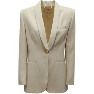 Elisabetta Franchi, Dames, Jassen, Wit, Maat: M Leer,