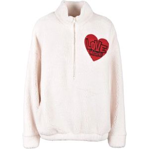 Love Moschino, Dames, Sweatshirts & Hoodies, Wit, Maat: M Fleece,