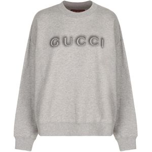 Gucci, Dames, Sweatshirts & Hoodies, Grijs, Maat: XS Katoen,
