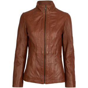 Bugatti - Leren Jas - Bruin - Dames - Elegante Leren Jas met Opstaande Kraag